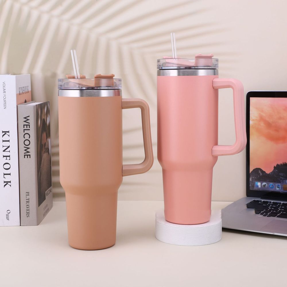 30OZ Straw Coffee Insulation Cup With Handle Portable Car Stainless Steel Water Bottle LargeCapacity Travel BPA Free Thermal Mug