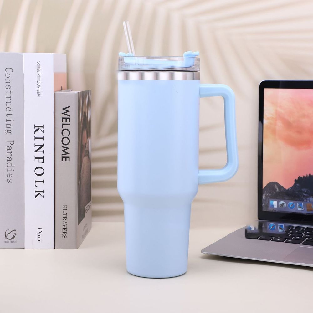 30OZ Straw Coffee Insulation Cup With Handle Portable Car Stainless Steel Water Bottle LargeCapacity Travel BPA Free Thermal Mug