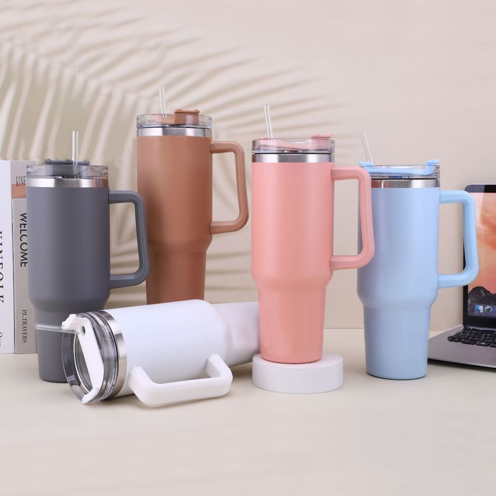 30OZ Straw Coffee Insulation Cup With Handle Portable Car Stainless Steel Water Bottle LargeCapacity Travel BPA Free Thermal Mug