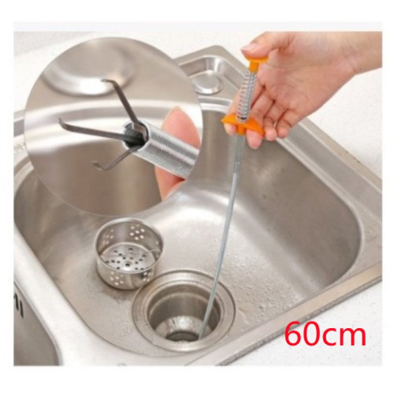60CM Sewer Dredger Spring Pipe Dredging Tool Household Hair Cleaner Drain Clog Remover Cleaning Tools Household For Kitchen Sink Kitchen Gadgets