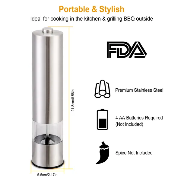 Electric Salt Pepper Grinder With Light Adjustable