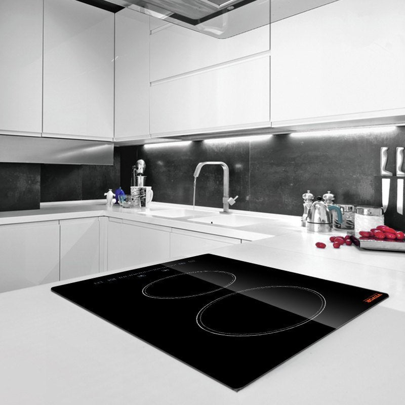 Built In Electric Stove Top, 20 X 11.6 Inch 2 Burners, 110V Glass Radiant Cooktop With Sensor Touch Control, Timer & Child Lock Included, 9 Power