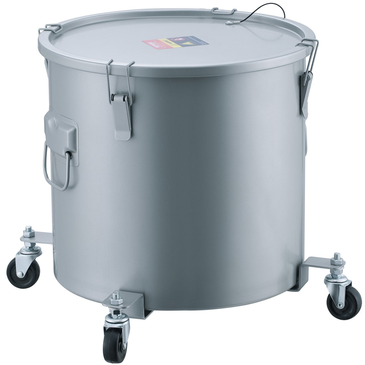 Fryer Grease Bucket, 16 Gal Oil Disposal Caddy With Caster Base, Carbon Steel Rust-Proof Coating, Oil Transport Container With Lid, Lock Clips, F