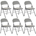 6pcs Elegant Foldable Iron & PVC Chairs For Convention & Exhibition Gray