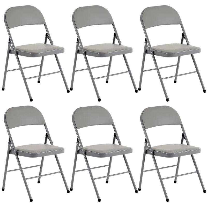 6pcs Elegant Foldable Iron & PVC Chairs For Convention & Exhibition Gray