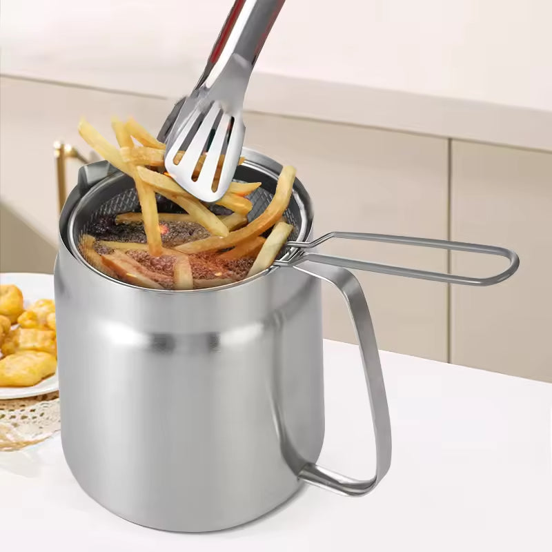 Thickened 304 Stainless Steel Food-grade Oil Dispenser, 3.5-liter Large Capacity, With Filter And Frying Basket