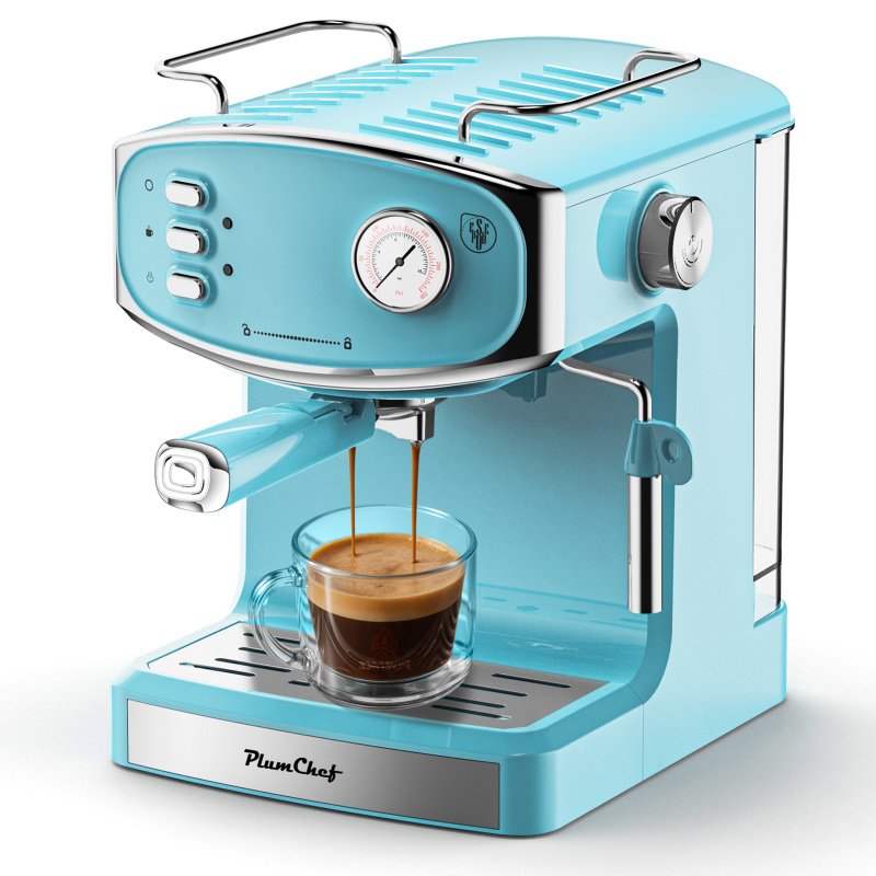 20 Bar Espresso Machine - Professional Compact Espresso Maker With Milk Frother, 54oz Large Water Tank, Low Noise, For Cappuccino, Latte, Blue, A