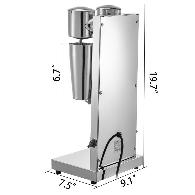 Milkshake Maker Kit, Stainless Steel Electric Milkshake Maker, 180W Milkshake Machine, Double Head Classic Milkshake Maker With 800ml Cup, Silver
