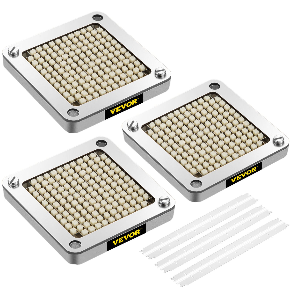 Replacement Chopper Blade, 1/4 Inch, 3 PCS French Fry Blade Assembly With 6 Extra Knives, Stainless Steel Dicer Parts And Push Block For Cutting