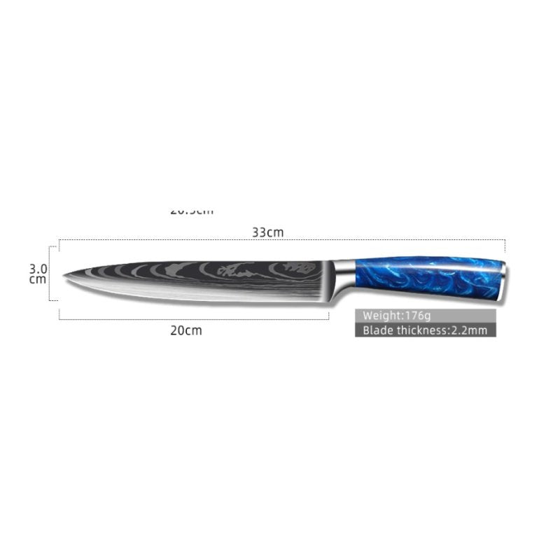 8-inch Chef Knife with Blue Resin Handle