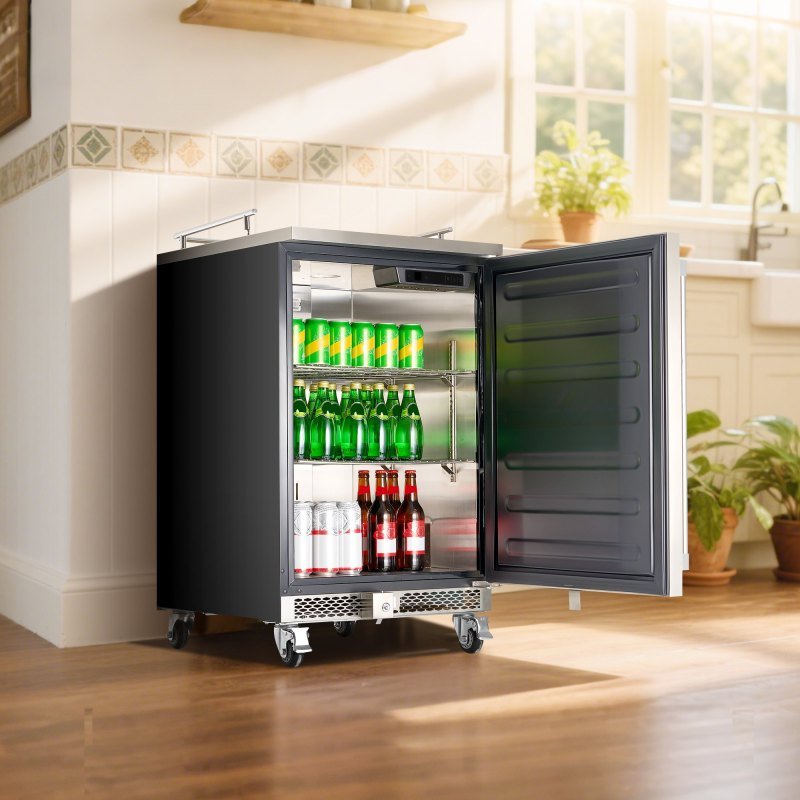 Beer Kegerator With CO2 Tank Triple-Tap Beer Dispenser 160L Refrigerator