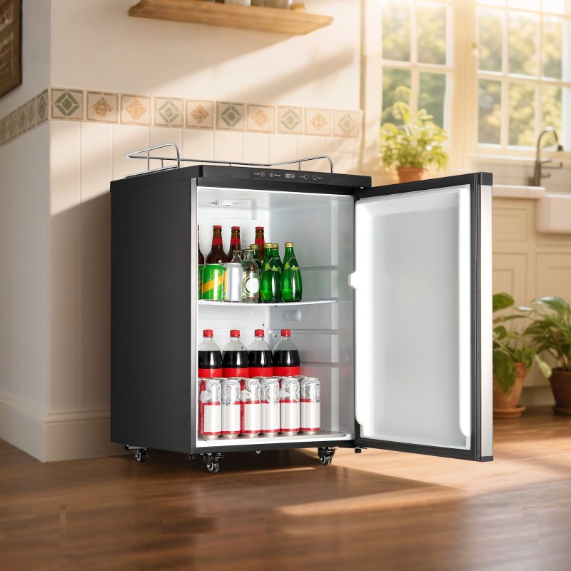 Beer Kegerator With CO2 Tank Triple-Tap Beer Dispenser 162L Refrigerator
