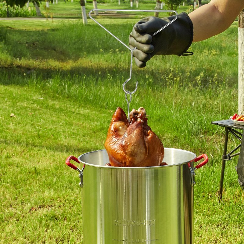 Turkey Deep Fryer, 30-qt Turkey Fryer Boiler Steamer Cooker Set, Outdoor Aluminum Seafood Frying Pot, 54,000 BTU Burner Propane Gas Boiler, Inclu