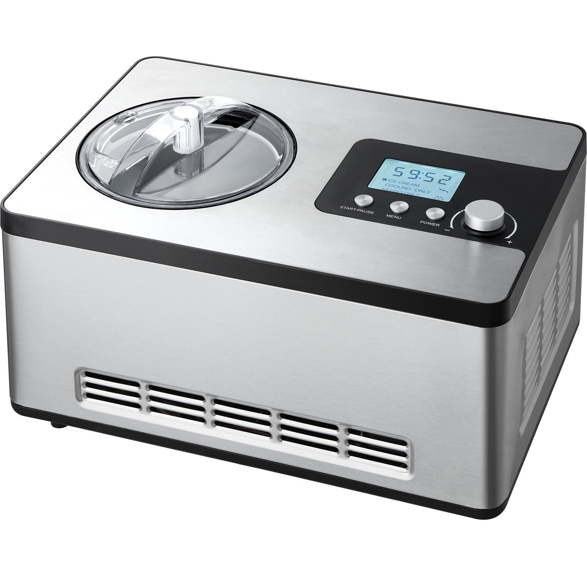 Automatic Ice Cream Maker With Built-in Compressor, 2 Quart No Pre-freezing Fruit Yogurt Machine, Stainless Steel Electric Sorbet Maker, 3 Modes