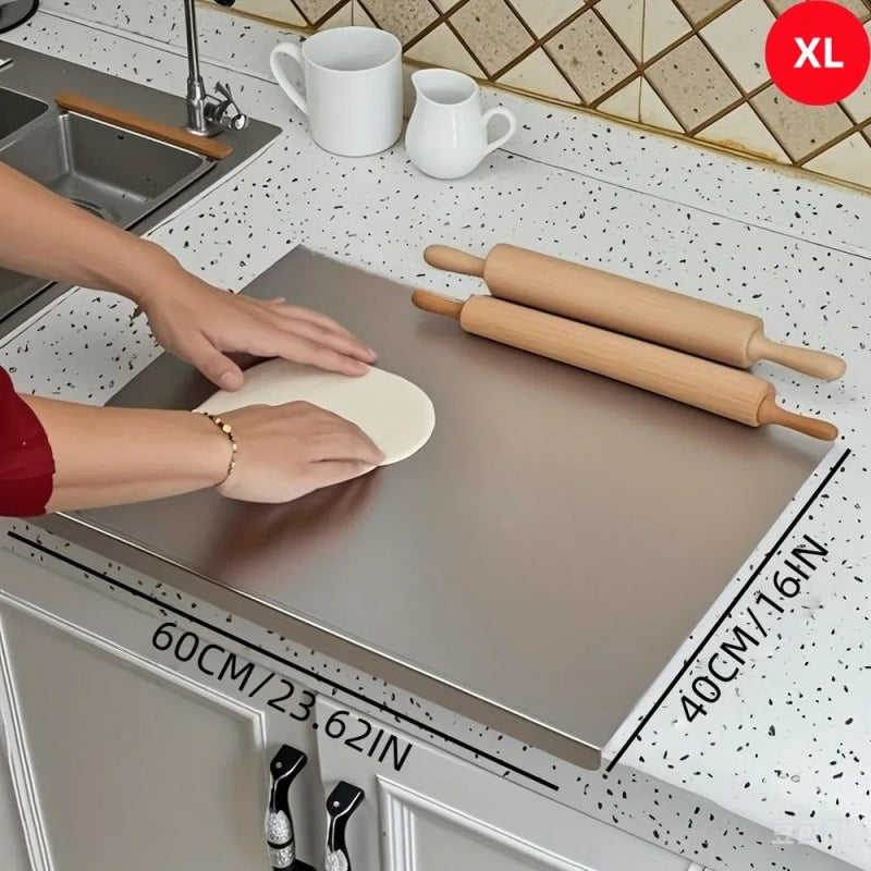 Stainless Steel Cutting Board With Lip For Kitchen Chopping Boards For Countertop Large Metal Cutting Board Over Sink Suitable For Meat Fruits Ve