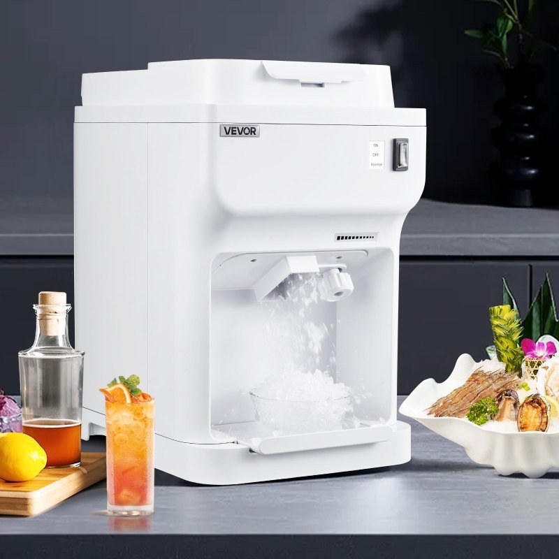 Commercial Ice Shaver 220LBS/H Electric Snow Cone Maker Ice Crusher White
