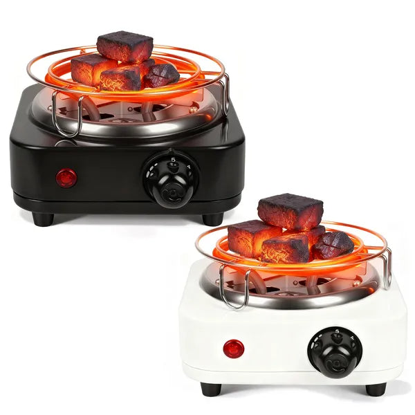 Electric Charcoal Burner 500W Hookah Charcoal Burner Compact Coal Burner For Hooka Cubes Shisha With Grill And Tongs 5 Temperature Gears Thermost