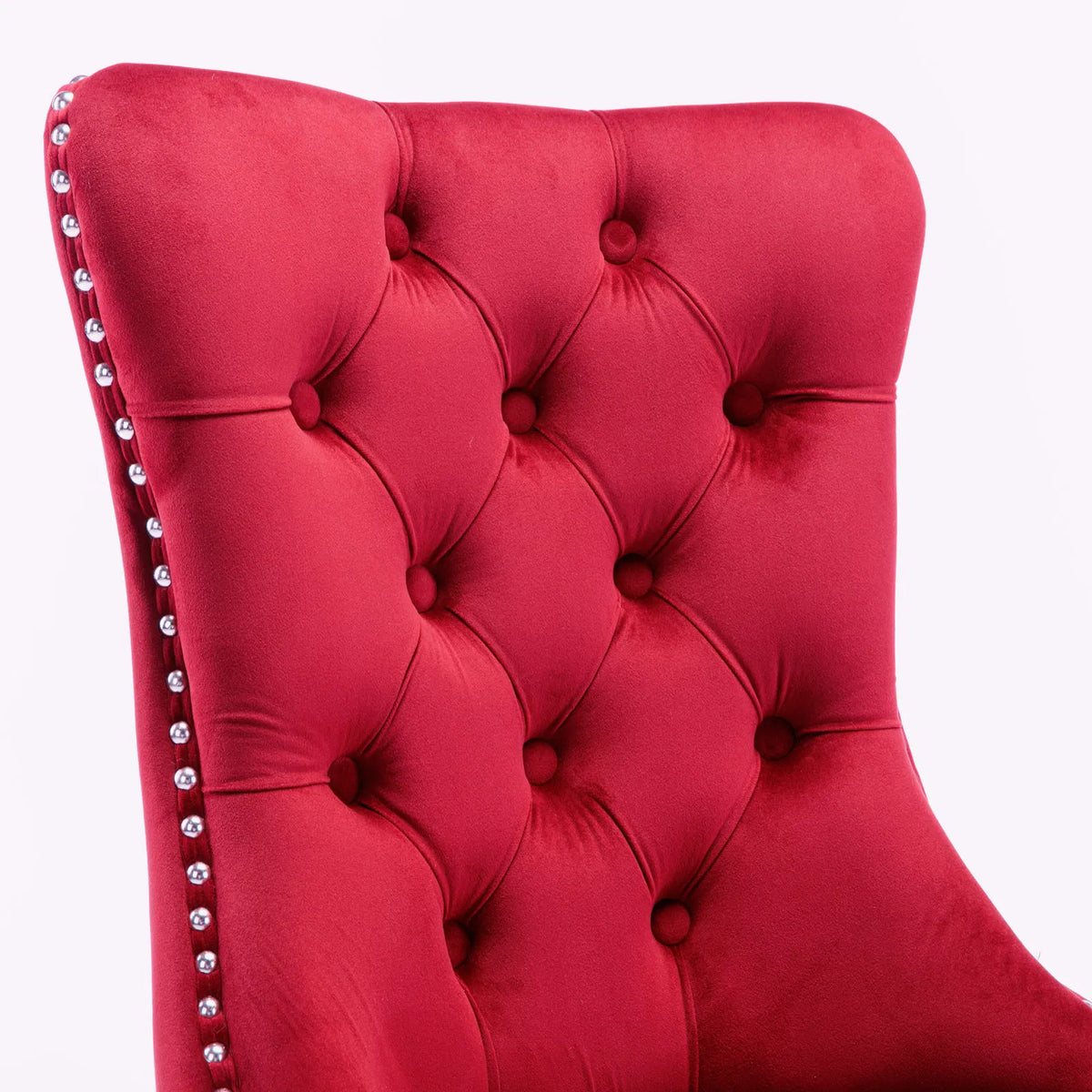 Classic Velvet Dining Chairs, High-end Tufted Solid Wood Contemporary Velvet Upholstered Dining Chair With Wood Legs Nailhead, SET OF 2,Burgundy,