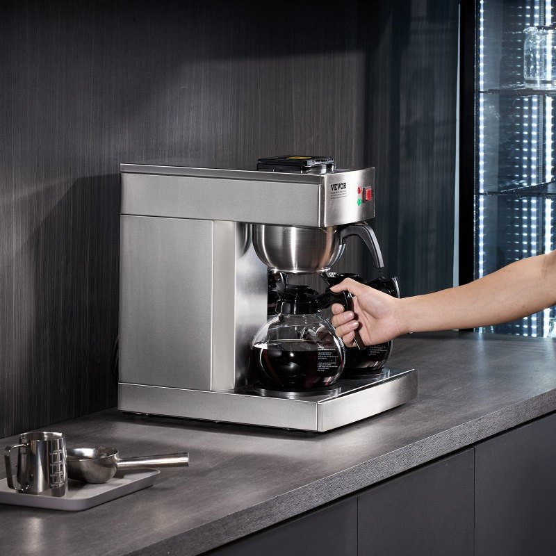 12 Cups Commercial Drip Coffee Maker With 3 Glass Carafes And 3 Warmers Office