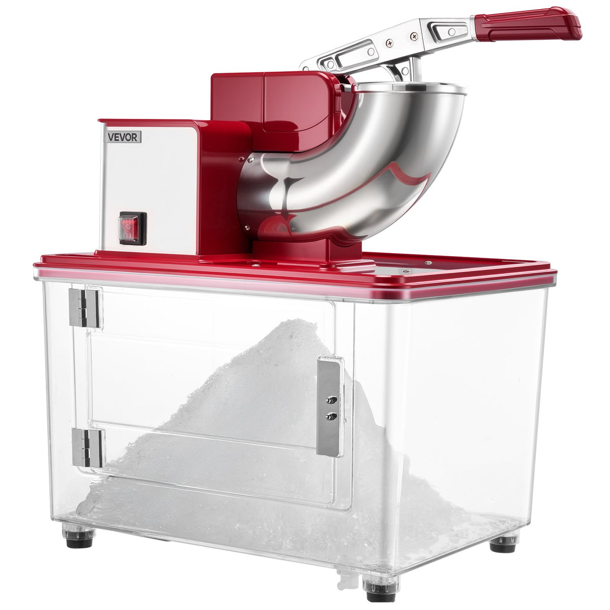 Commercial Ice Crusher 661LBS/H Electric Snow Cone Maker Shaved Ice Red