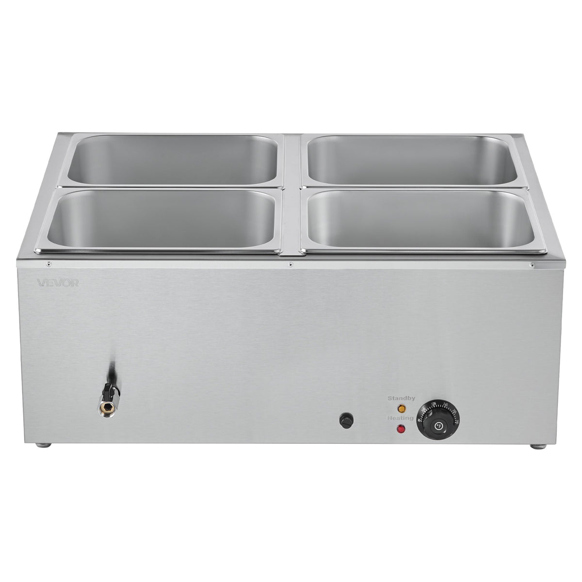 Commercial Food Warmer 4-Pan 1500W Countertop Buffet Bain Marie With Lid