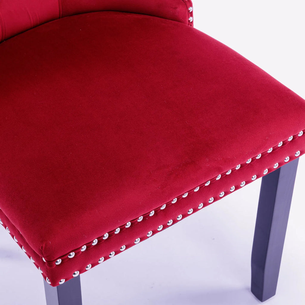 Classic Velvet Dining Chairs, High-end Tufted Solid Wood Contemporary Velvet Upholstered Dining Chair With Wood Legs Nailhead, SET OF 2,Burgundy,