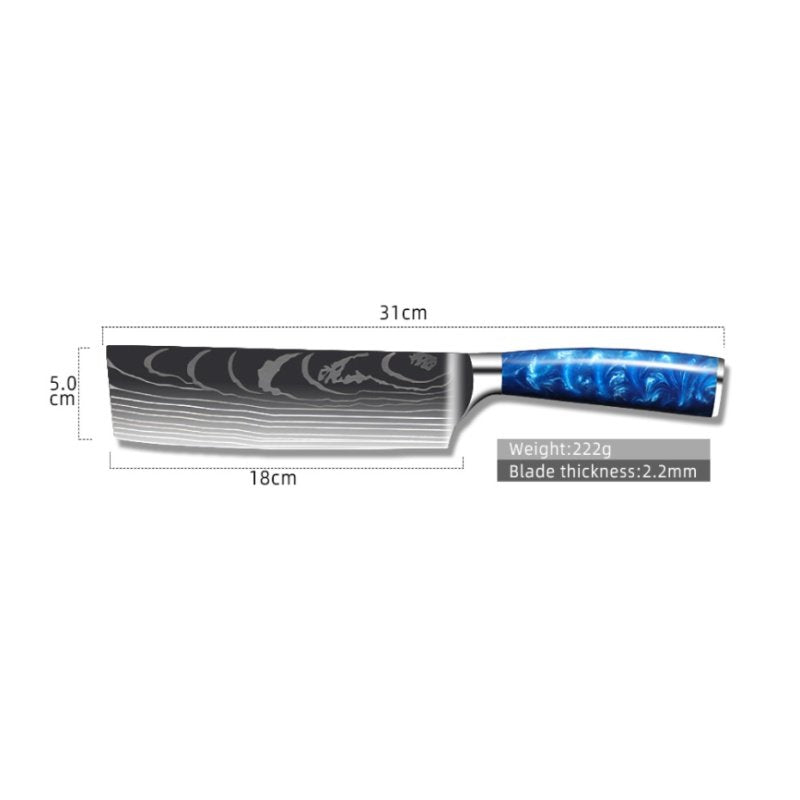 8-inch Chef Knife with Blue Resin Handle
