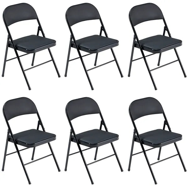 6pcs Elegant Foldable Iron & PVC Chairs For Convention & Exhibition Black