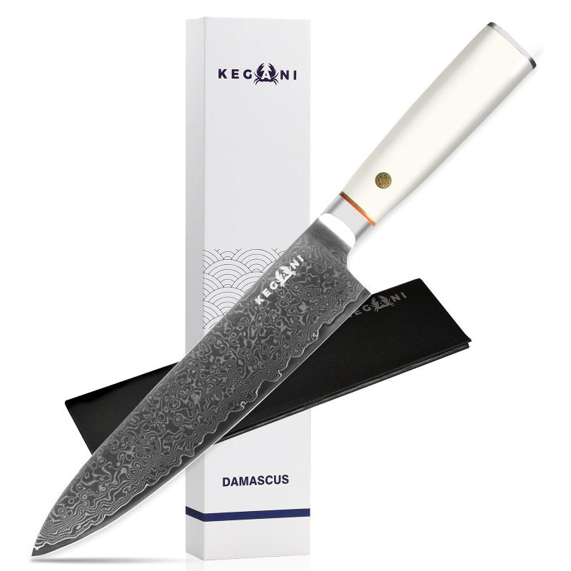 Kegani Chef's Knife - 8 Inch Professional Damascus Chef Knife, 67 Layers Japanese VG-10 Damascus High Carbon Kitchen Cooking Knife Ultra-Sharp Kn