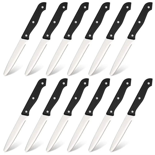 12-piece Kitchen Knife And Accessory Set With High-carbon Stainless Steel Blades, Including Meat And Steak Knives, With ABS Handles