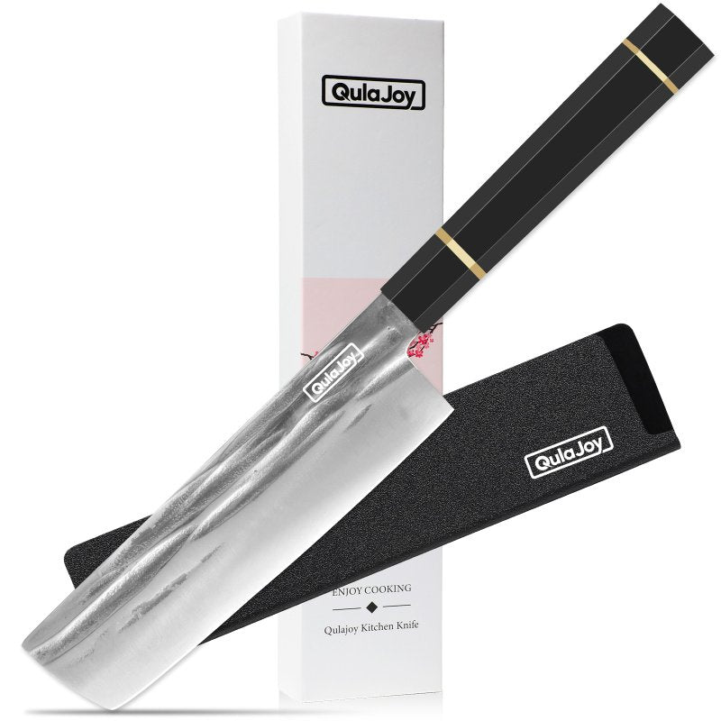 Qulajoy Chef Knife 8 Inch - Hand Forged Swedish Sandvik Steel Gyuto Cooking Knife - Professional Japanese Kitchen Knife - Classic Octagonal Handl