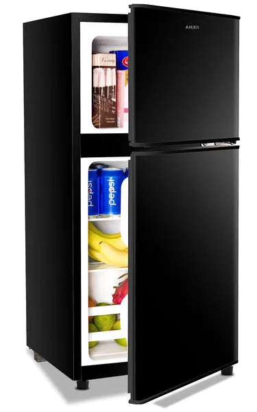 KRIB BLING 3.5Cu.Ft Compact Refrigerator Mini Fridge With Freezer, Small Refrigerator With 2 Door, 7 Level Thermostat Removable Shelves For Kitch
