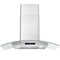 30 Inch Wall Mounted Range Hood 700CFM Tempered Glass Touch Panel Control Vented LEDs