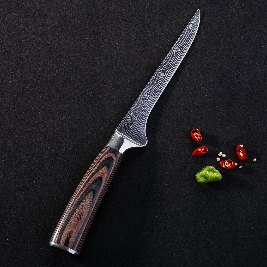 8 Damascus Pattern Stainless Steel Chef's Knives