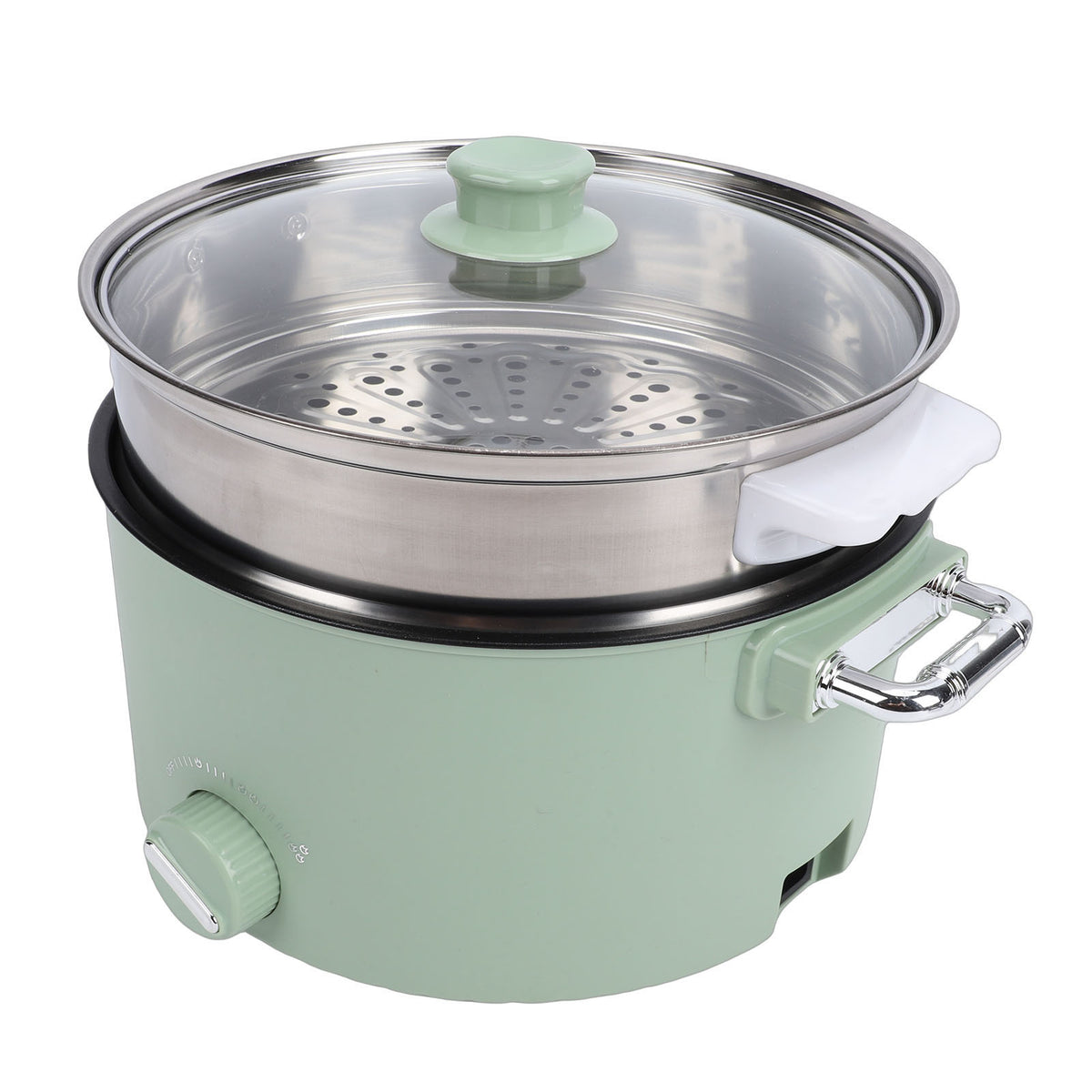 Electric Hot Pot 800W 3L Food Grade Nonstick Coating Multifunctional Electric Cooker With Steam Basket For Steak Rice Noodles Soup US Plug