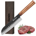 Professional Kiritsuke Santoku Chef Knife, 9 Inch Japanese Chef Knife, German High Carbon Stainless Steel EN1.4116 Chef Knife Meat & Sushi Knife
