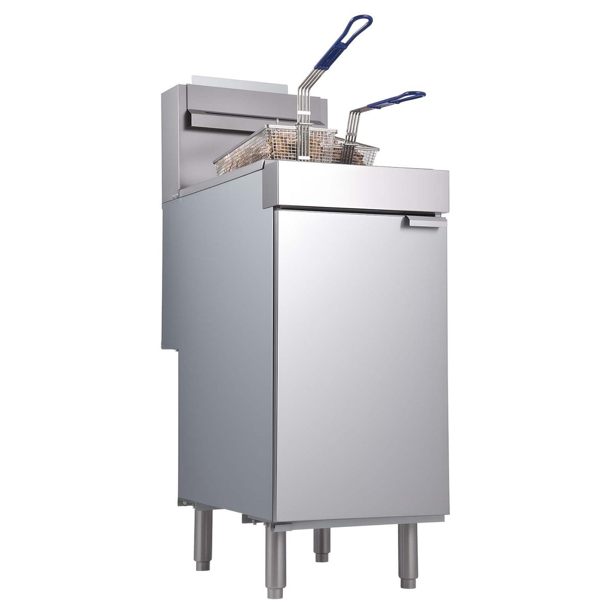 Commercial Deep Fryer Free Standing Natural Gas Fryer 3-Burner Dual Baskets