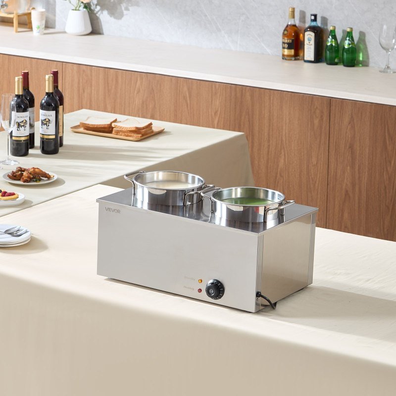 Commercial Soup Warmer Soup Station With 2*6.34Qt Pot Soup Kettle Warmer