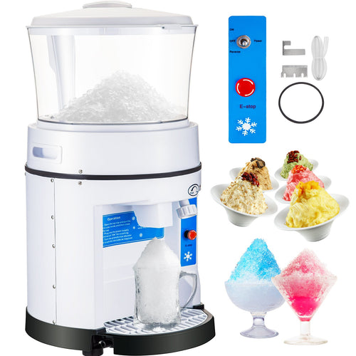 110V Commercial Ice Shaver Crusher 1100LBS/H With 17.6 LBS Hopper, 350W Tabletop Electric Snow Cone Maker 320 RPM Rotate Speed Perfect For Partie