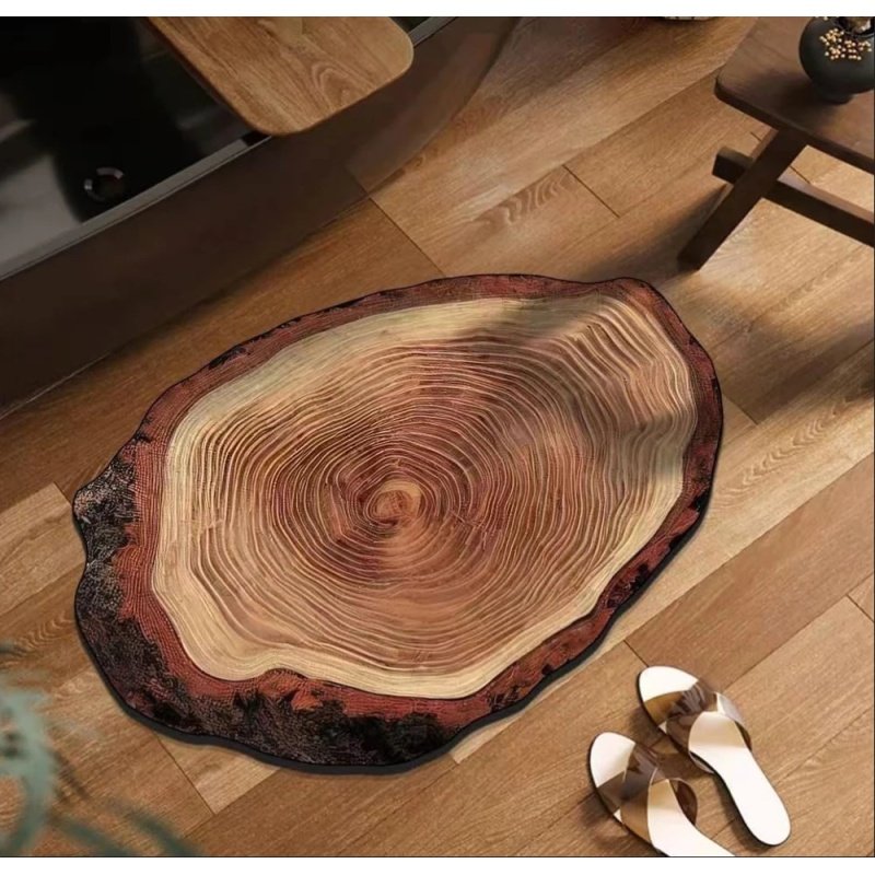 Wood Grain Diatomaceous Earth Mat, Super Absorbent Quick-Dry Non-Slip Rug for Kitchen, Bathroom, Bedroom - Unique Tree Ring Design Floor Mat