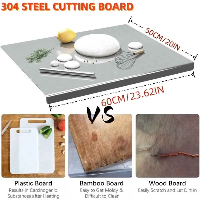XXL 304 Stainless Steel Cutting Board  Anti-Slip & Mildew-Proof No More Moldy Wooden Boards - Heavy-Duty & Food-Safe, Easy To Clean - Chop Meat,