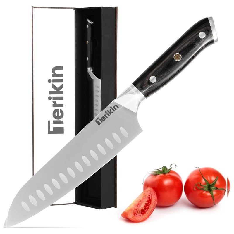Professional Chef Knife 8 Inch, Santoku Knife 7 Inch High Carbon Steel Chef Knife Japanese Knife, Full Tang Wood Handle Kitchen Knife