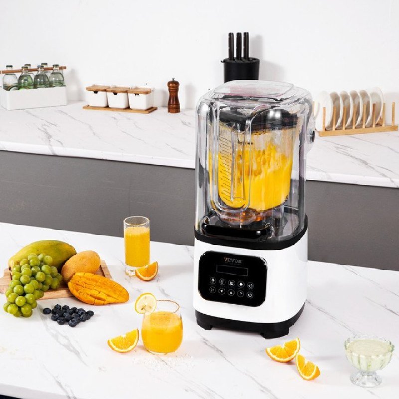 Professional Blender With Shield, Commercial Countertop Blenders, 68 Oz Jar Blender Combo, Stainless Steel 9 Speed & 5 Functions Blender, For Sha