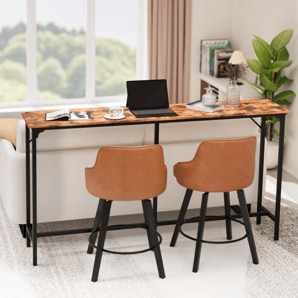 71-Inch Bar Table (Brown) - 209 lbs Capacity Pub Height Table with Durable MDF Top & Metal Frame, Ideal for Kitchen/Bar Counte