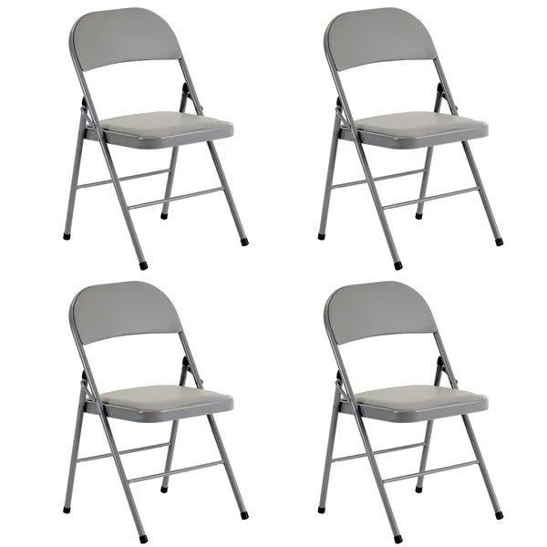 4pcs Elegant Foldable Iron & PVC Chairs For Convention & Exhibition Gray
