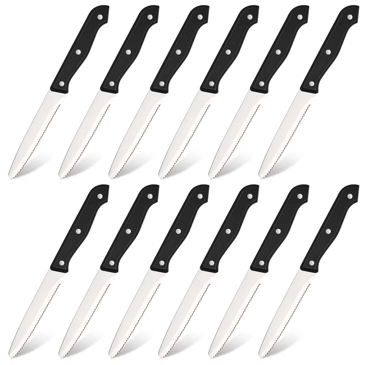 12-piece Kitchen Knife And Accessory Set With High-carbon Stainless Steel Blades, Including Meat And Steak Knives, With ABS Handles