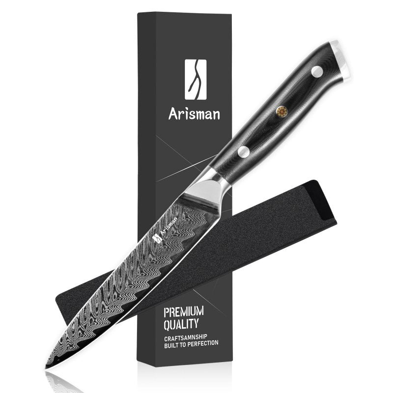 5 Inch Utility Knife, Japanese Damascus Steel Paring Knife, Sharp VG10 Fruit Slicing Knife, Small Kitchen Knife With Full Tang Ergonomic G10 Hand