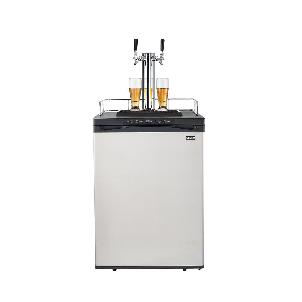Beer Kegerator With CO2 Tank Dual-Tap Beer Dispenser 162L Refrigerator