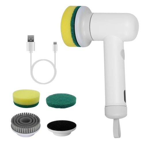 1Set Electric Handheld Spin Scrubber Cordless Cleaning Brush With 2 Rotating Speeds 3 Cleaning Brushes Rechargeable Shower Scrubber For Kitchen D