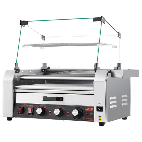 18 Hot Dog 7 Roller Electric Grill Cooker Machine Bun Warmer Cover 1200W